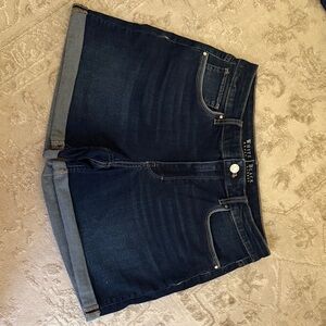 White House Black Market Dark Indigo Roll-Cuff Denim Shorts